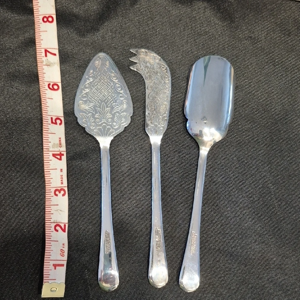 Sheffield England Cheesemaster Silver Plated 3 Piece Knive Set By William Adams